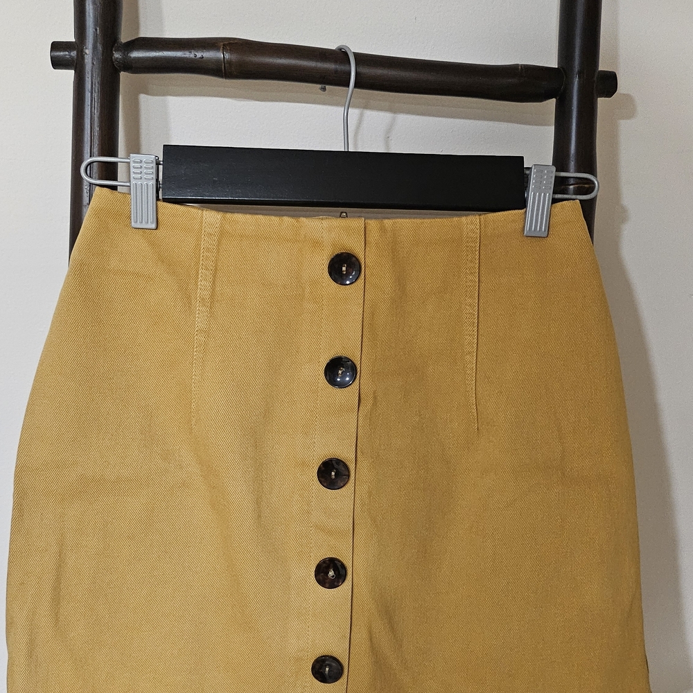 ASOS Mustard Button-Front Pencil Mini  Skirt